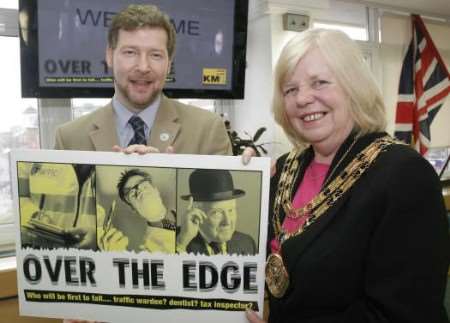Picture: Simon Dolby with Mayor of Dartford Cllr Shelia East at the launch of Over the Edge.