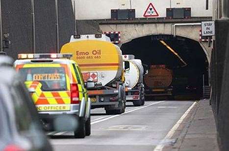 Part of the Dartford Crossing, the west tunnel, will be closed overnight for 9 days. Stock Image