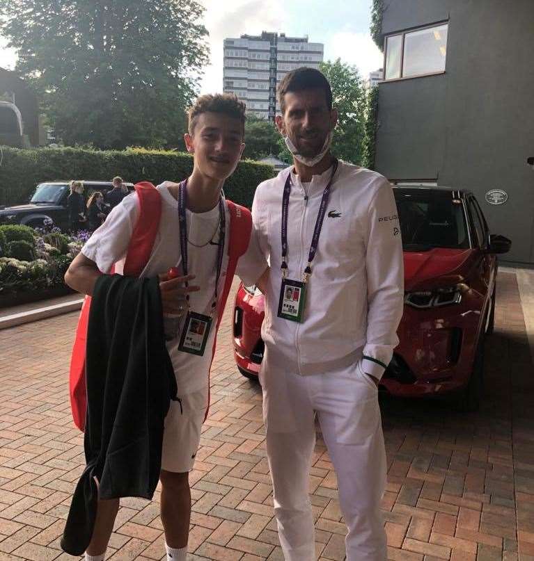 Patrick Brady, 16, with tennis champion Novak Djokovic