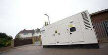 A generator is set up in Keyes Road, Dartford, to enable a care home and the surrounding properties to have power