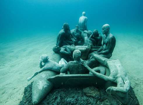 The sculpture is 14m below the surface