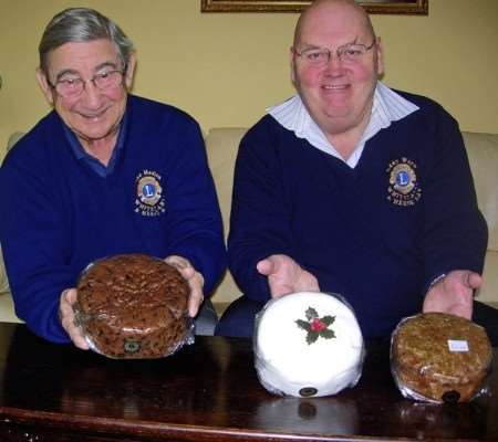 Whitstable and Herne Bay Lions members Eddy Warn and Mike Medlen with some of the cakes on offer
