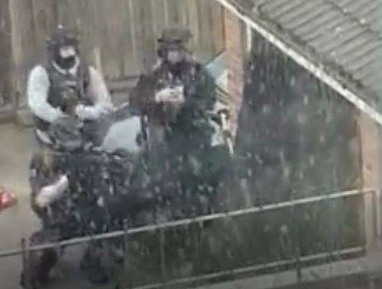Armed police storm a home in Priory Road, Dartford where Hayley Burke was reportedly being held hostage