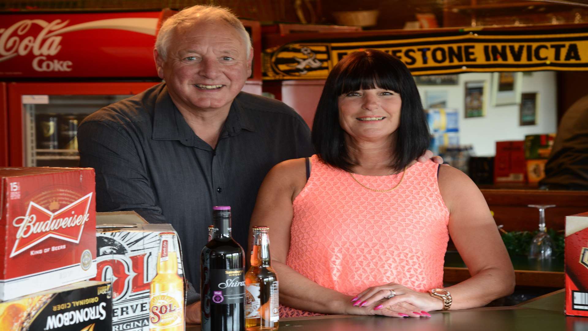 Neil Cugley and his wife Pauline behind the bar at the Fullicks Stadium Picture: Gary Browne