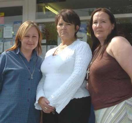 FACING THE DOLE: from left, Lisa MacCabe, Carol Brimsted and Ceri Brimsted. Picture: GRANT FALVEY