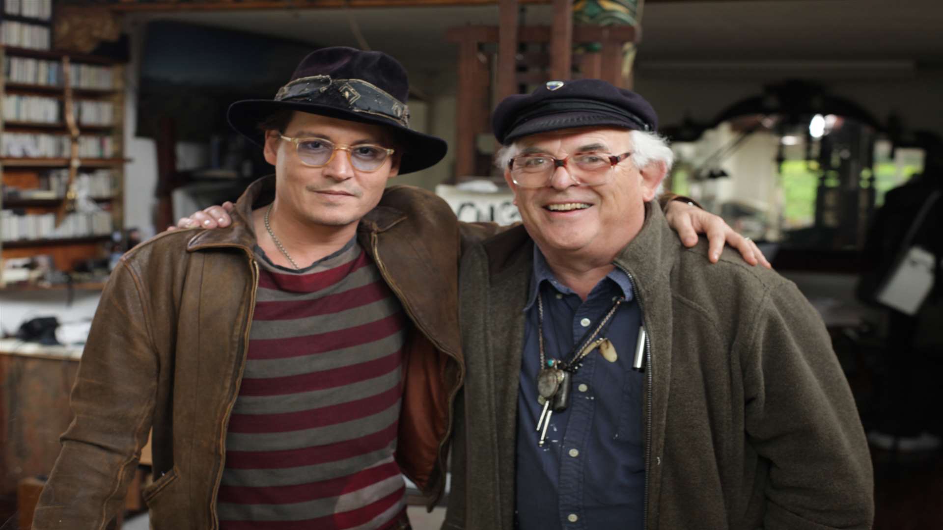 Johnny Depp, left, with Ralph Steadman, during the filming of For No Good Reason
