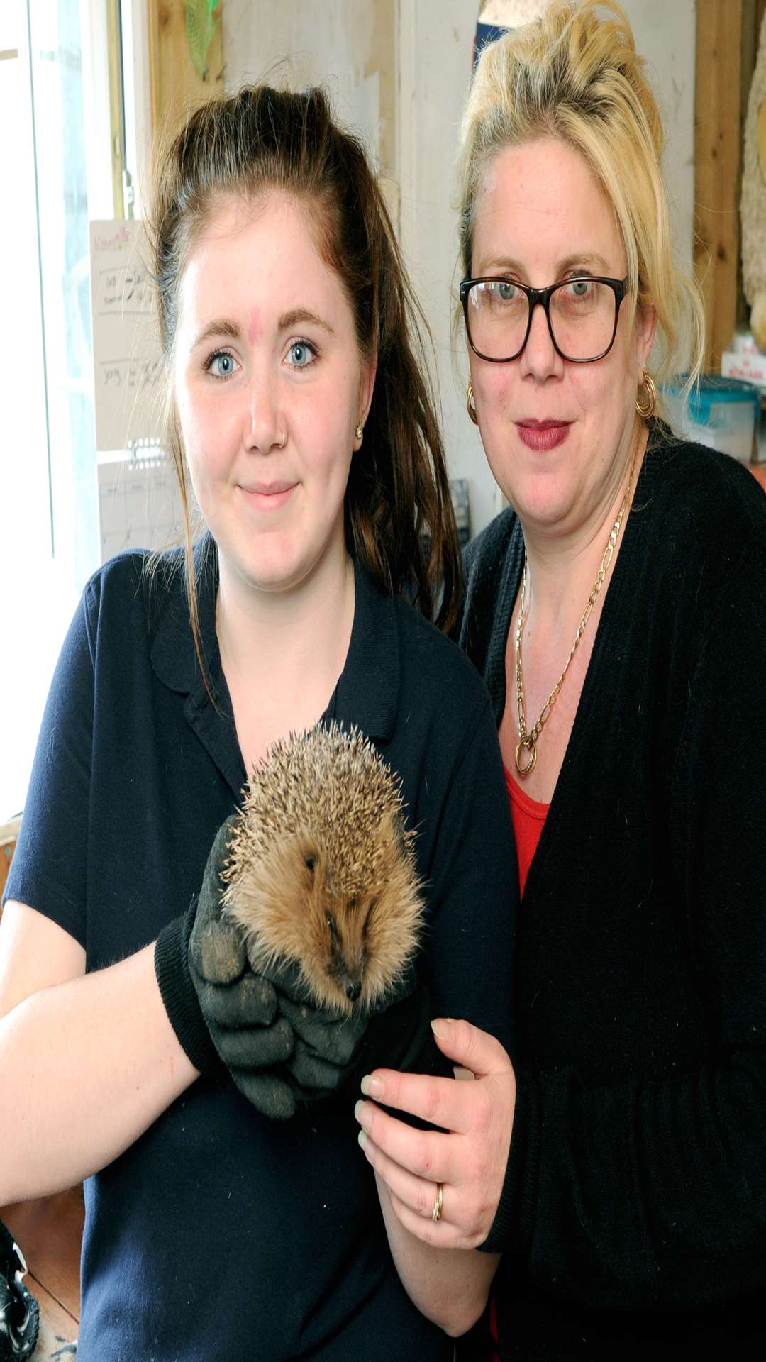 Kelly Smith, right with her daughter Tayla Rogers, 16, who both care for hedgehogs