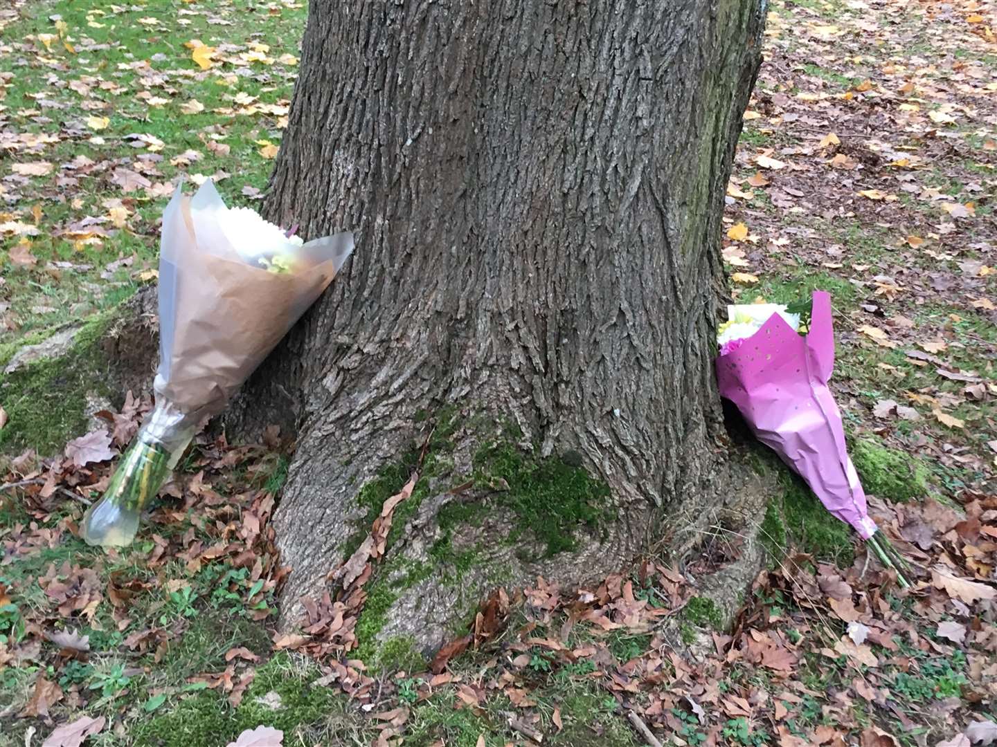 Floral tributes have been left near the house