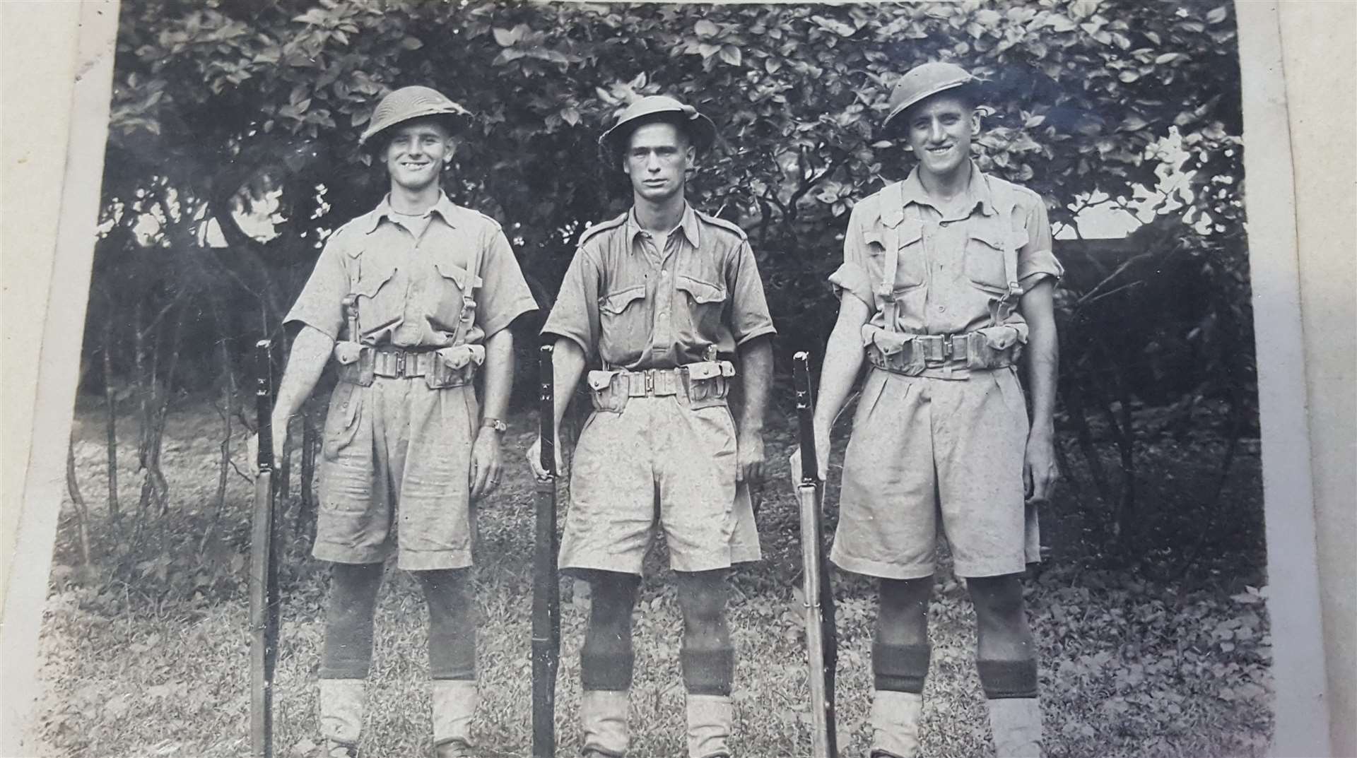 Leslie Burkett (right) in India with his fellow troops
