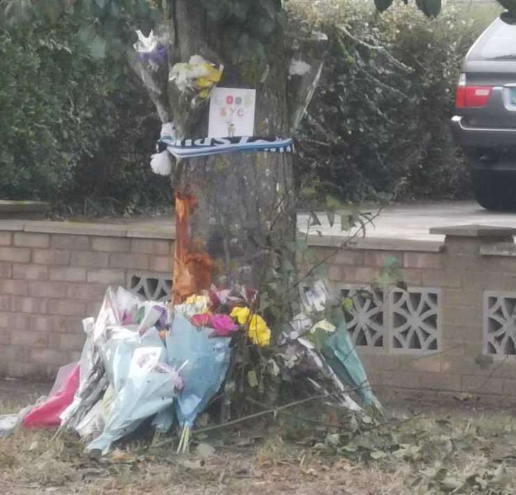 Floral tributes at the scene in Dumpton Park Drive, Broadstairs