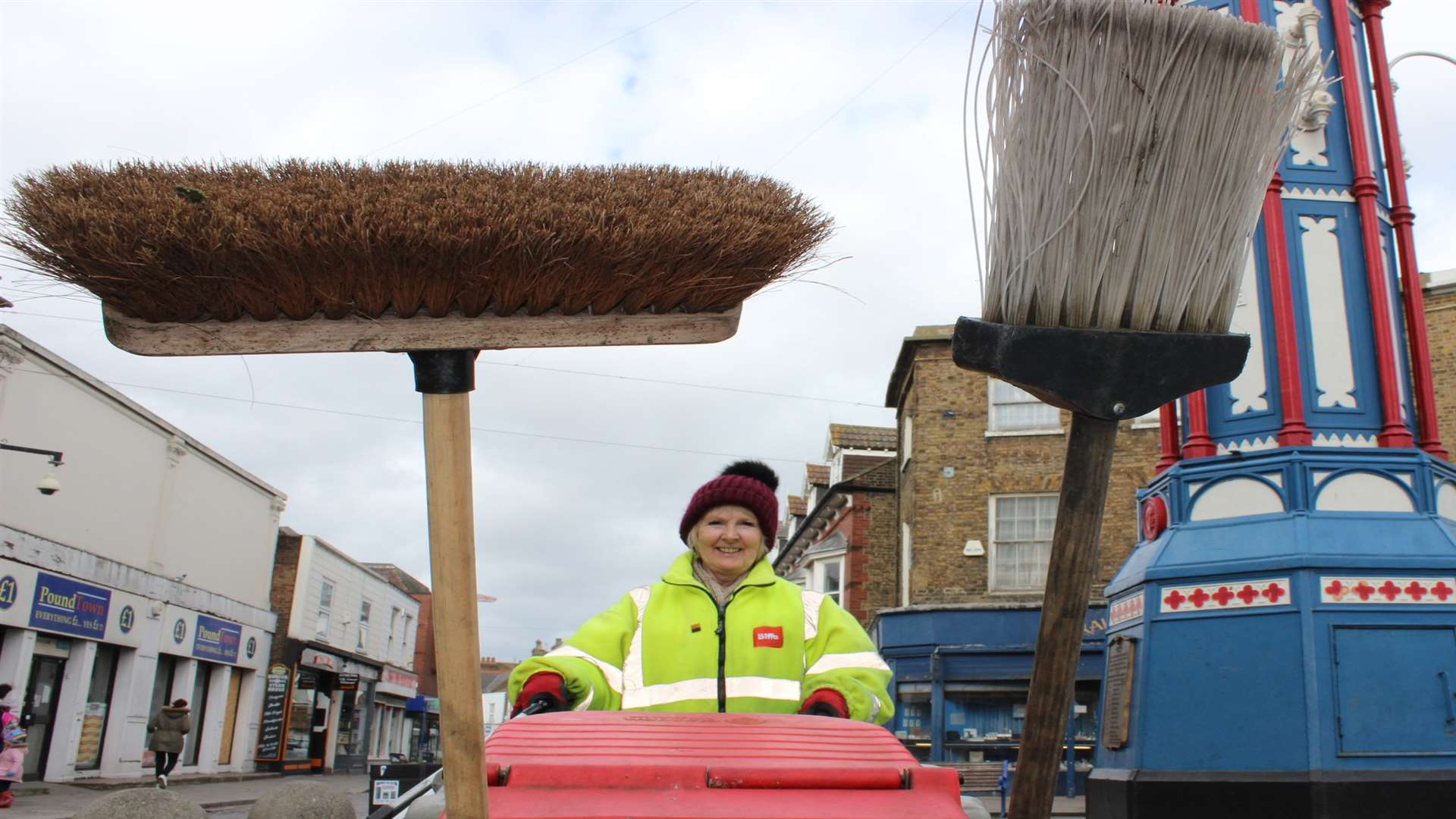 Tammy Hogg armed with her Biffa brooms