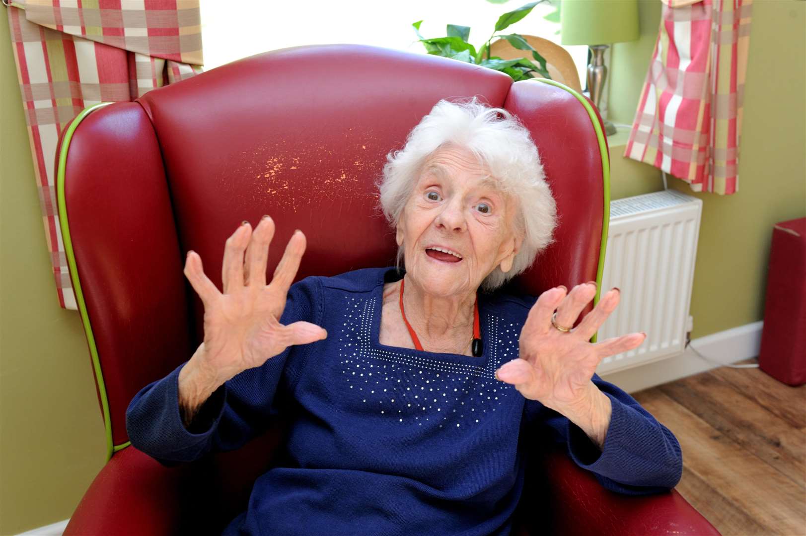 The Hollies, 86-90 Darnley Road, Gravesend, DA11 0SE. Doreen Vickery a former singer has turned 102. A video of her singing at her birthday party has received thousands of views. Picture: Simon Hildrew..... (4396560)
