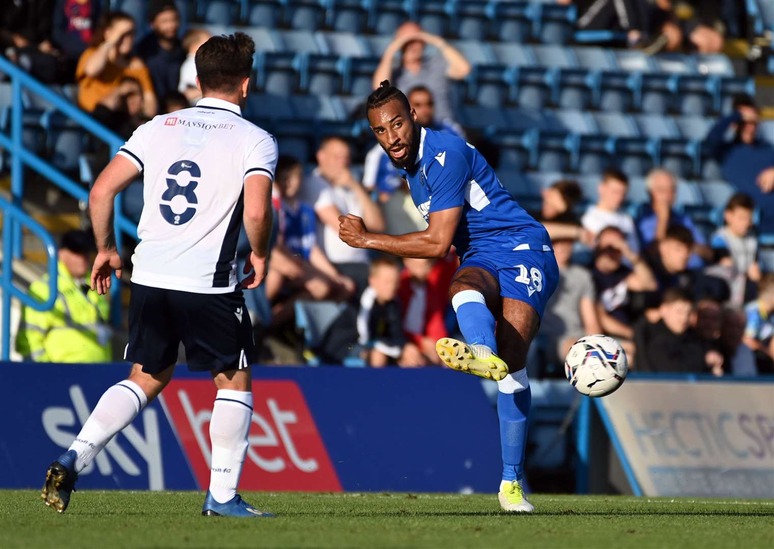 Rhys Bennett featured at full-back for Gillingham against Millwall on Tuesday night. Picture: Barry Goodwin (49649909)
