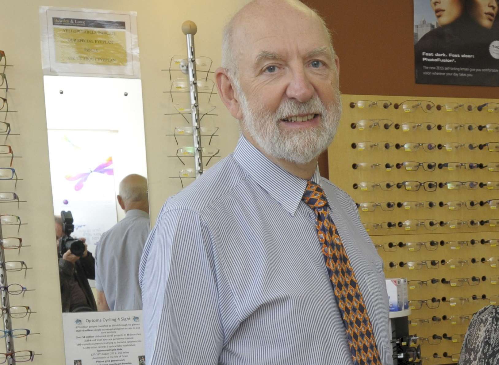 Optician Tim Bowden at work