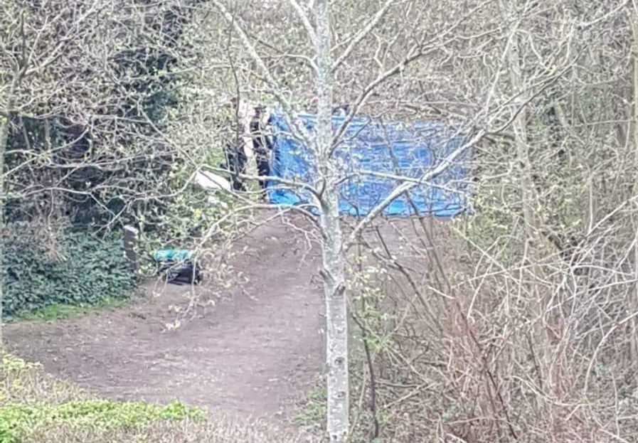 The police tent was raised at Leybourne Lakes