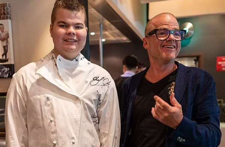 Oli was gifted one of Heston Blumenthal’s chef jackets when the pair met. Picture: Lola Laurent