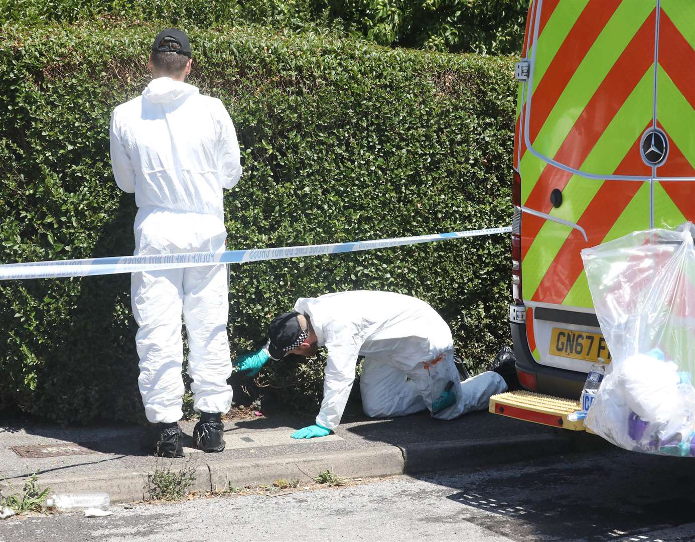 Forensics at the scene of the fatal stabbing in Margate. Picture: UKNIP