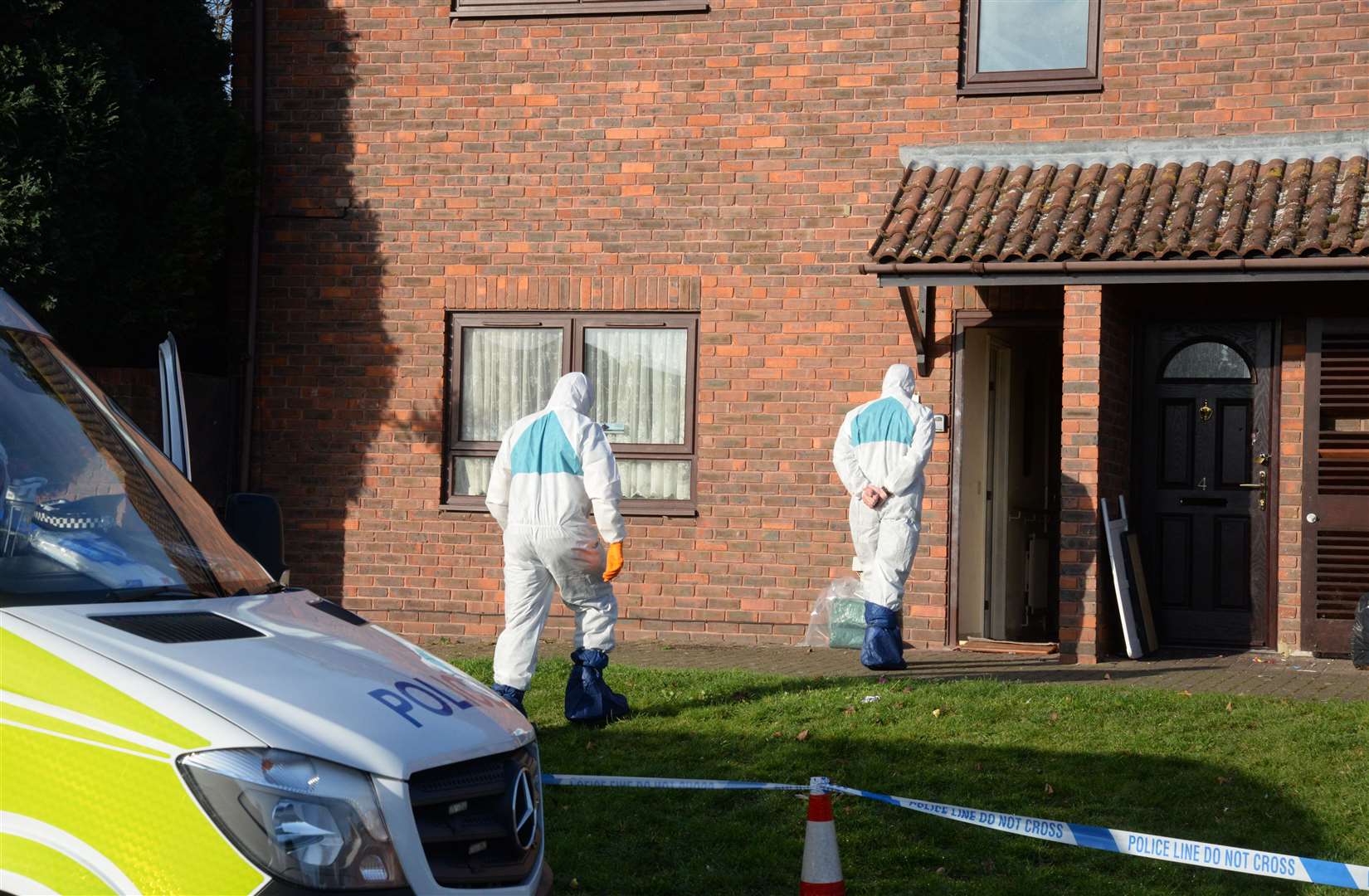 Forensic officers in Firethorn Close, Gillingham following the death of Alan Wyatt. Picture: Chris Davey