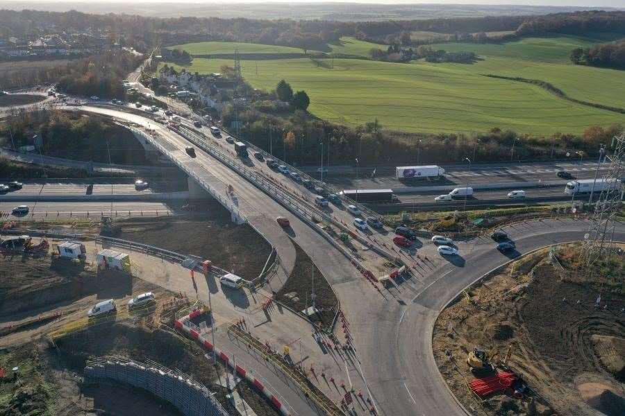 The new Bean Lane bridge over the A2 has been completed four months early as part of a £112m project to improve the junction near Bluewater. Picture: National Highways (53328679)