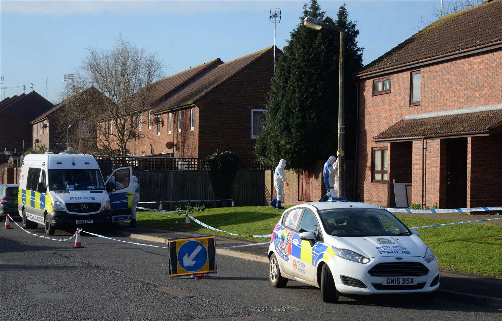 The scene in Firethorn Close, Gillingham, at the time Mr Wyatt was killed. Picture: Chris Davey