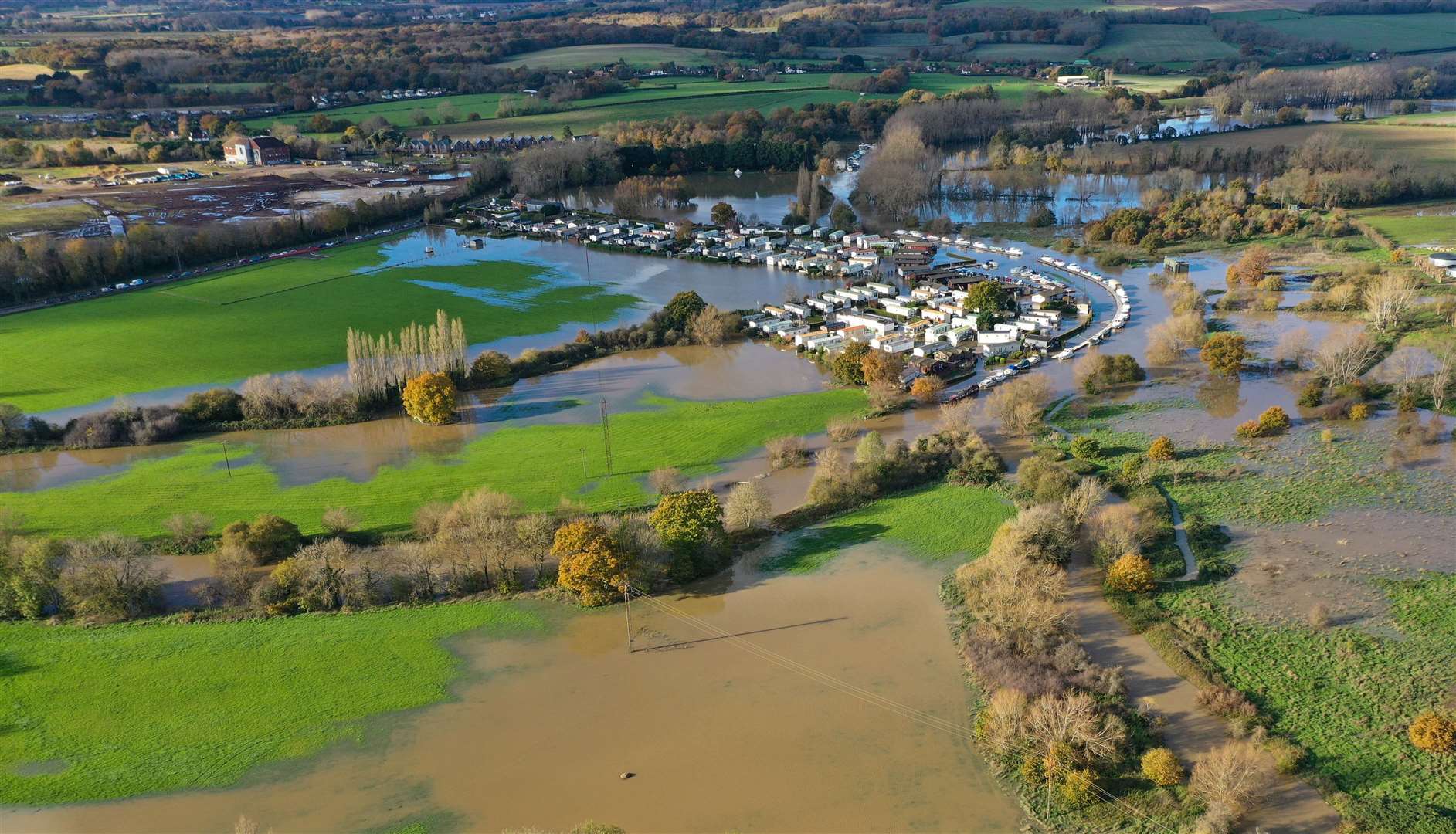 Flood alerts are in place in Yalding and across Maidstone. Picture: UKNIP