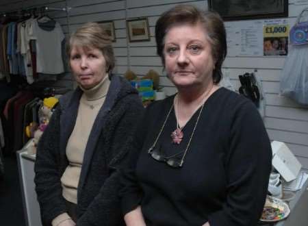 Lorraine Picozzi and Christine Kressinger will have to spend charity money repairing the damage at the Chatham High Street shop. Picture: BARRY CRAYFORD