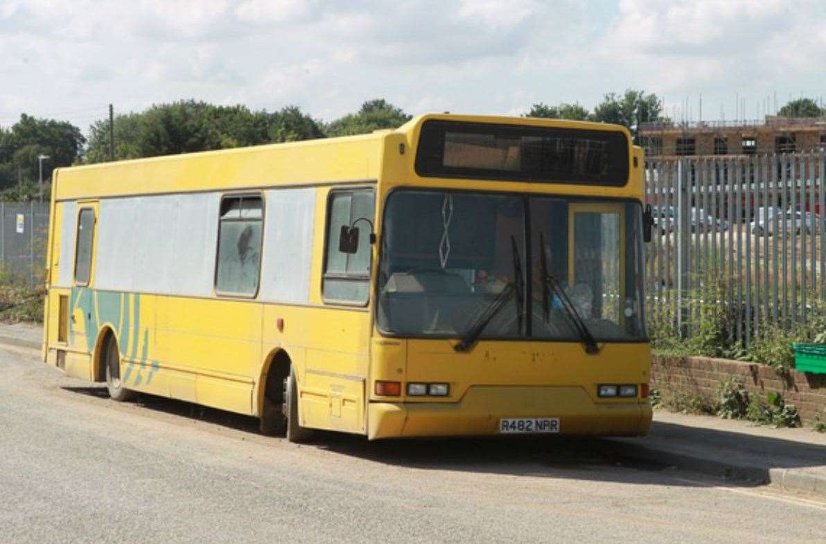 The bus which is parked in Crown Quay Lane