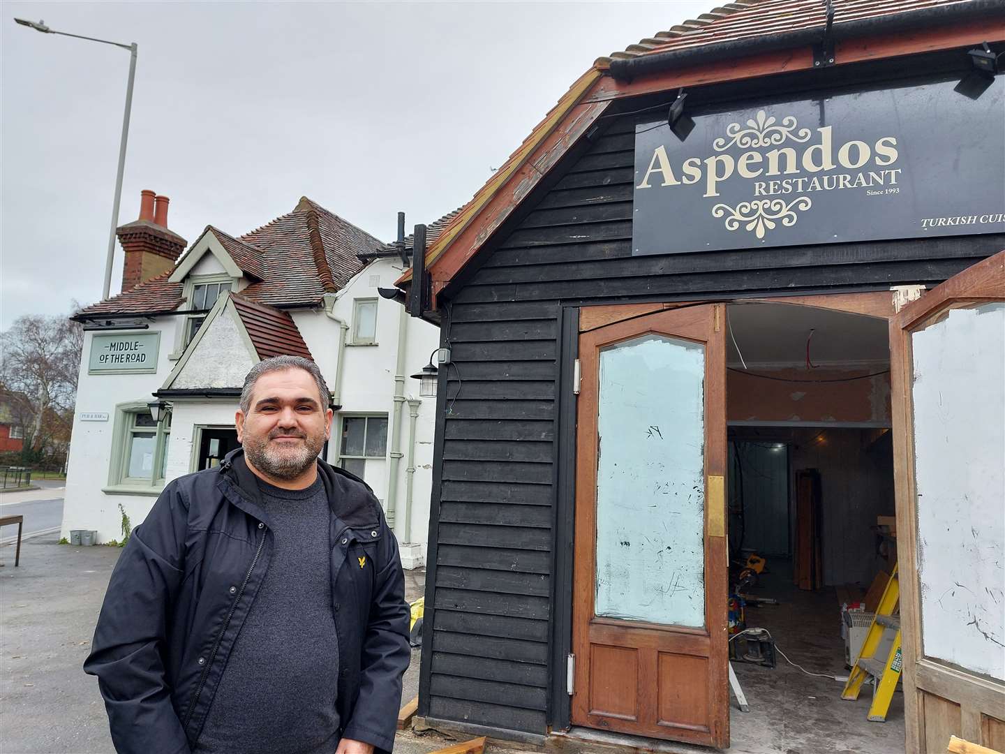 One of the owners of Aspendos, Nick Gunes, stood outside the former pub in Sturry, near Canterbury