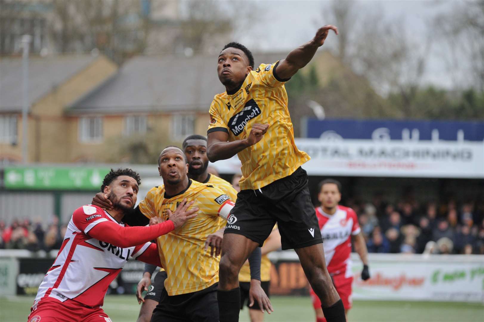 Raphe Brown was able to face Stevenage after a successful appeal against his Boxing Day red card. Picture: Steve Terrell