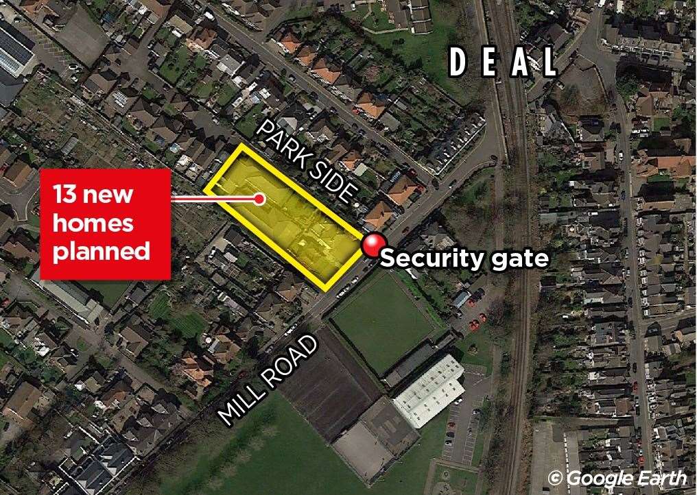 Graphic shows where the homes are planned along Mill Road, Deal