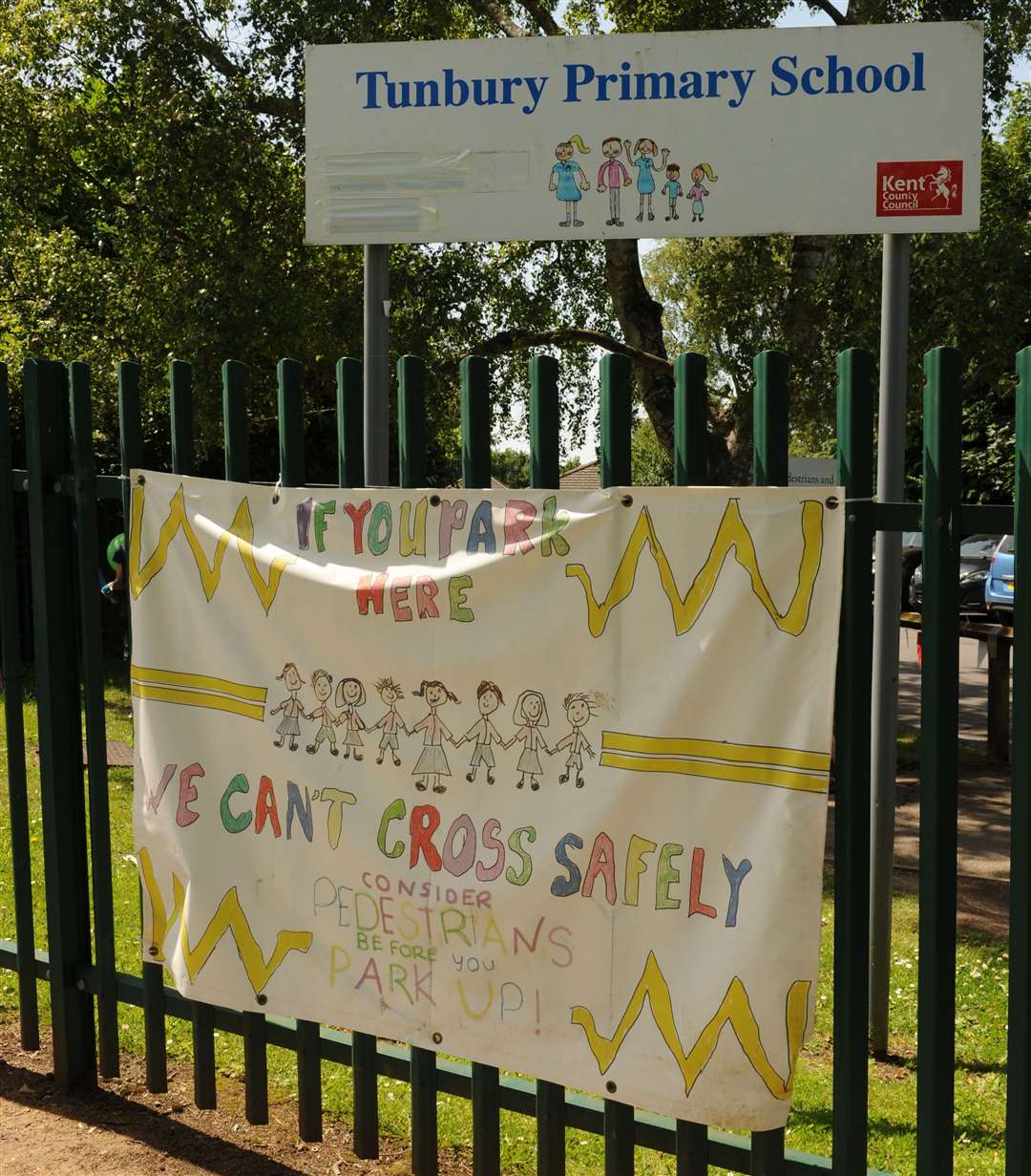 Mum Claire Smith, who led this campaign in 2019, is backing the latest fight for better road safety outside Tunbury Primary School in Walderslade