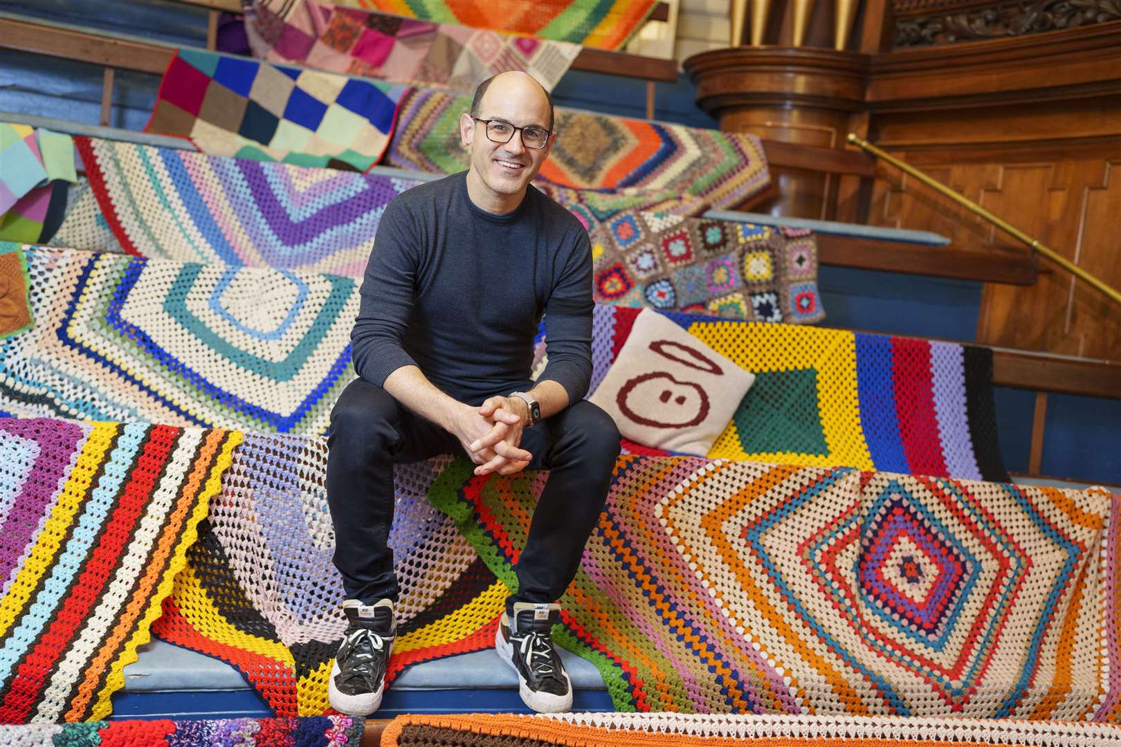 Big Knit creator Adam Rostom attends the event in Nottingham (Dominic Lipinski/PA)