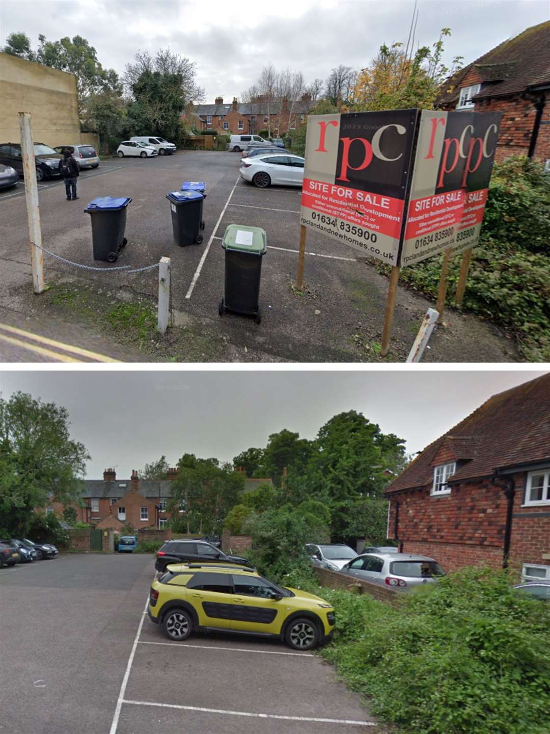 St John's Lane business car park today (top) and as it was in 2019. Picture: Google