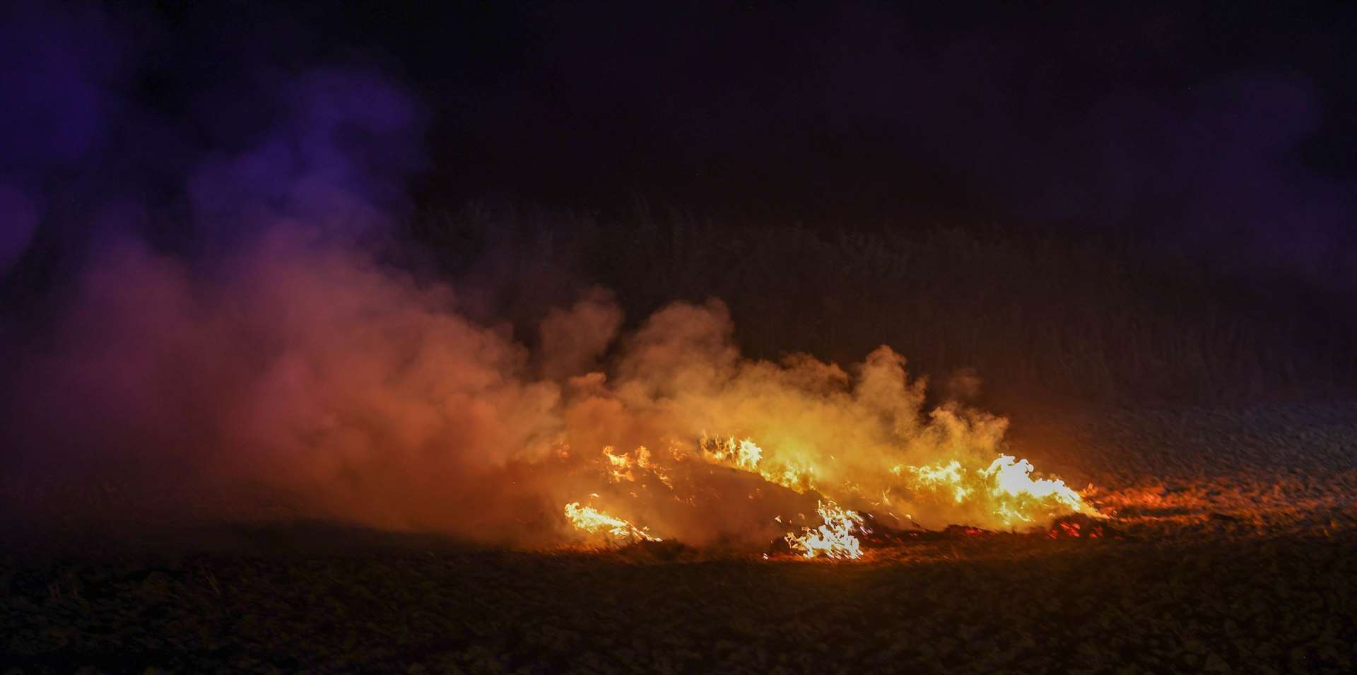 The blaze ripped through 50 bales of hay. Picture: UKNIP