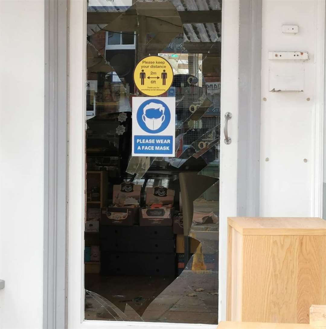 Burglars smashed down the cafe door during the raid. Photo: Twenty Four