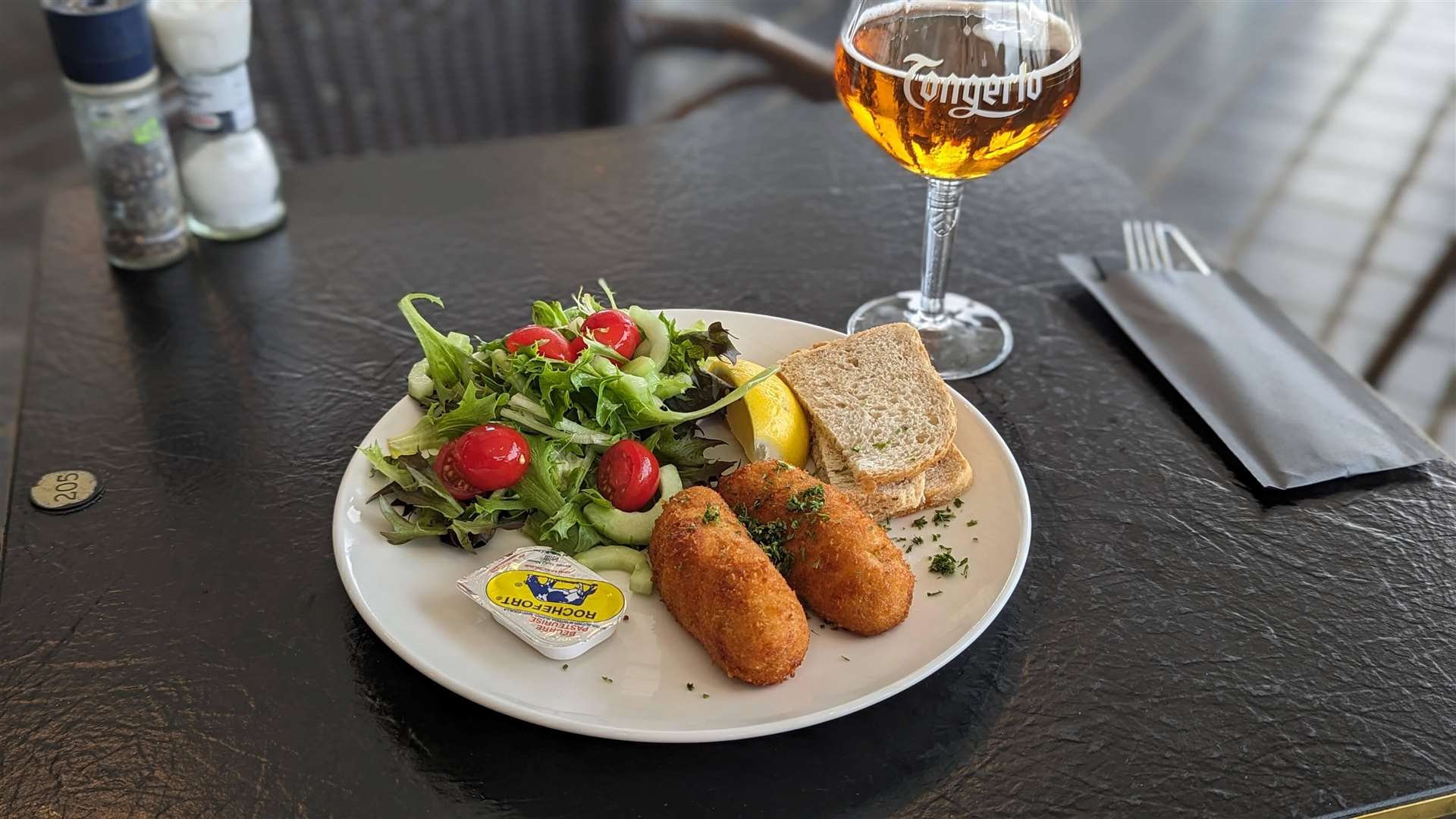 A dish of brown shrimp croquettes at Brasserie Rubens in Ostend