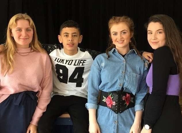 Jessica Lyons (DGGS student) rapper Aaron Martyn ex-Eastenders actress Maisie Smith and Emily Stavelely (DGGS student)