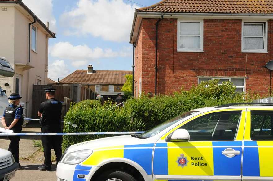 A police cordon around a house in Aylesham