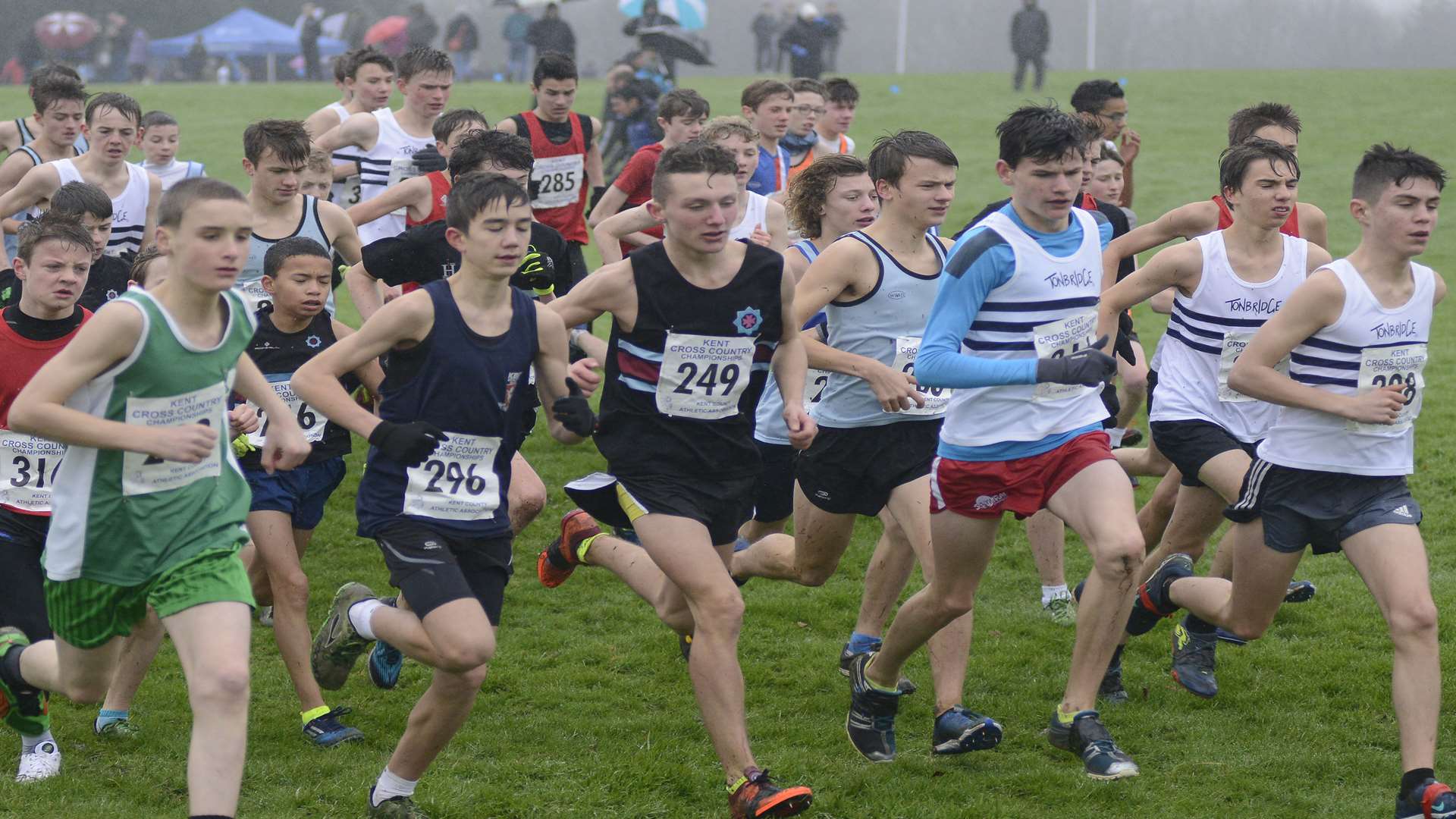 The start of the boys' under-15 race at the Kent Cross-Country Championships Picture: Paul Amos