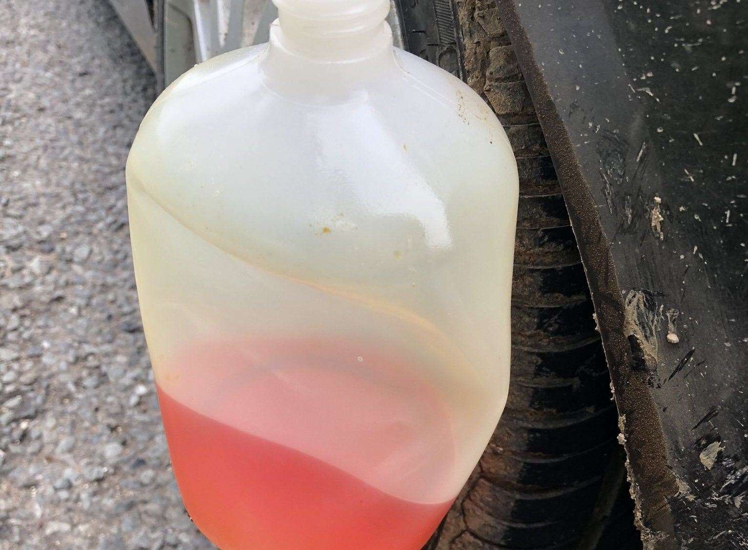 Red diesel, like this found by police being used by a driver illegally, has a dye added to it to set it apart from the fuel at petrol forecourts