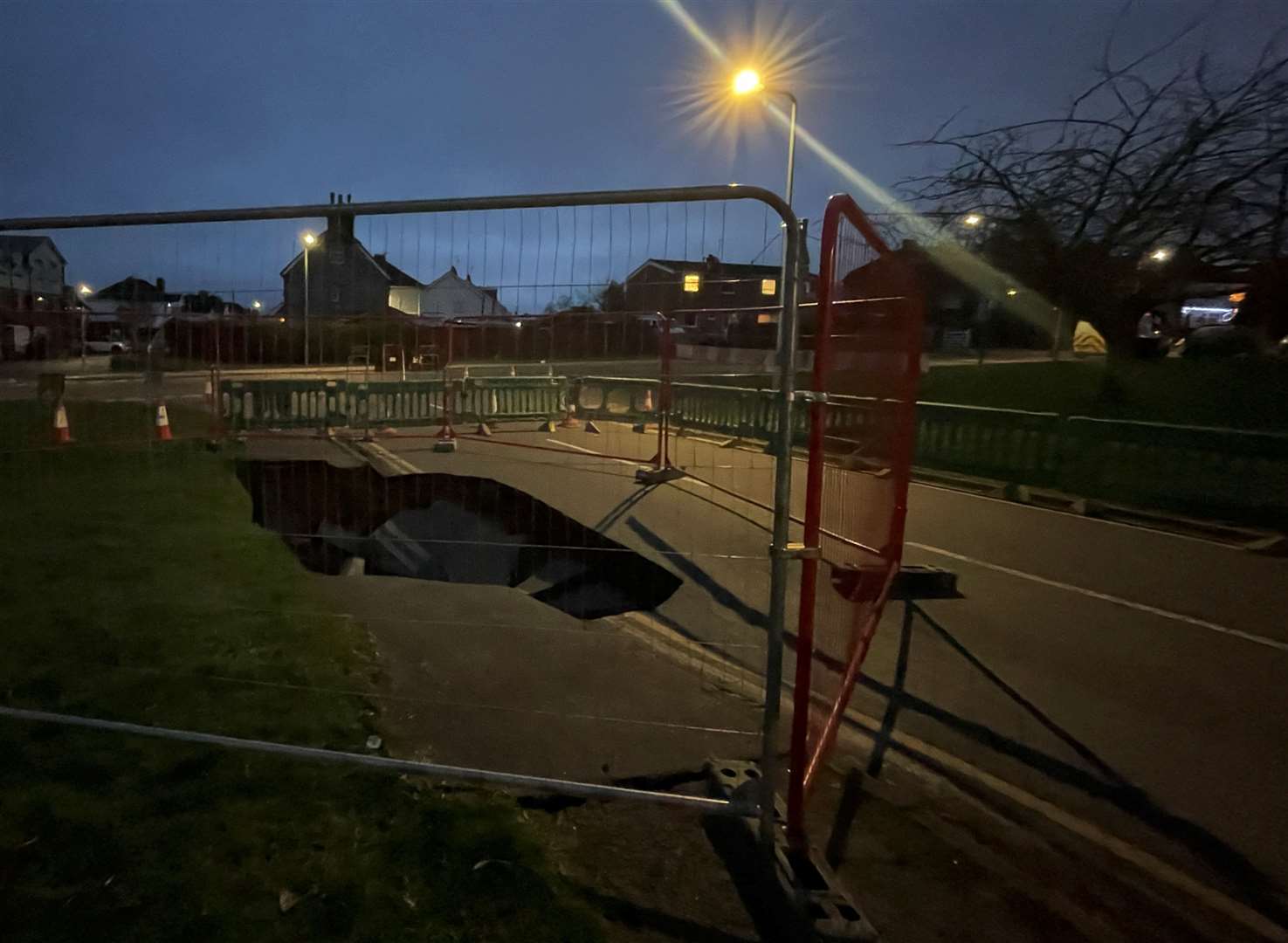 The sinkhole has now been fenced off