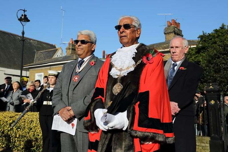 The Mayor Cllr Gurdip Ram Bungar attends the Remembrance service at Windmill Hill, Gravesend. Picture: Gravesham Council (21305983)