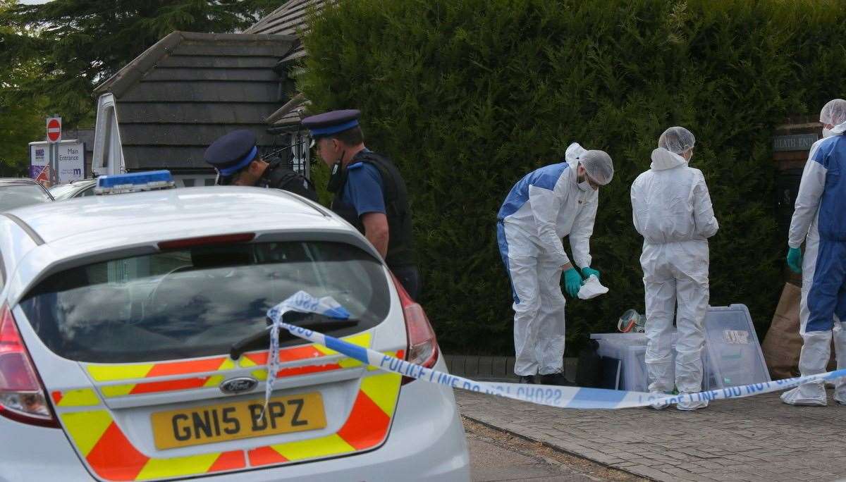 Police at the scene of a murder investigation in Oakfield Lane in Dartford. Picture: UKNiP