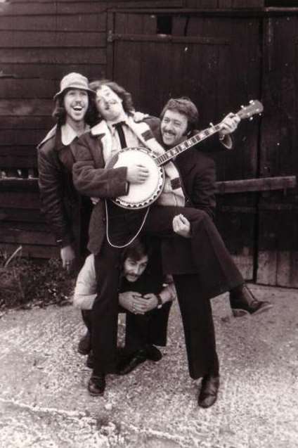 The Original UK Mavericks in 1977. From left: Ray Peters, Steve Colley, Mick Colley and Dave Colley in the bottom centre.