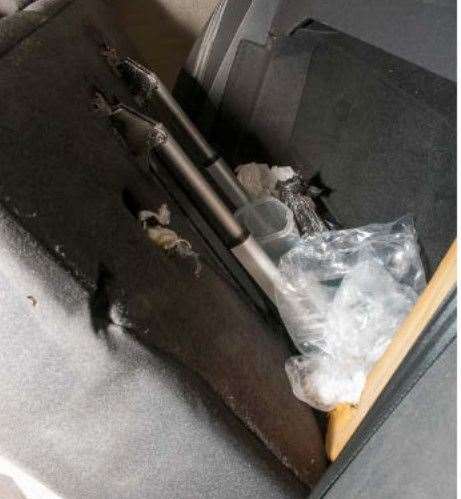 A compartment in Warrick's associate's car contained seven bags of cocaine, estimated to have a value of between £7k and £14k. Picture: Kent Police