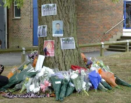 A tree in the school grounds has been decorated in memory of Daniel Green. Picture: JOHN WARDLEY
