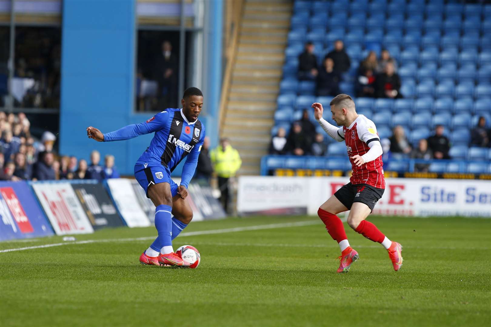 Gillingham defender Ryan Jackson was among those who picked up an injury on Saturday Picture: Andy Jones