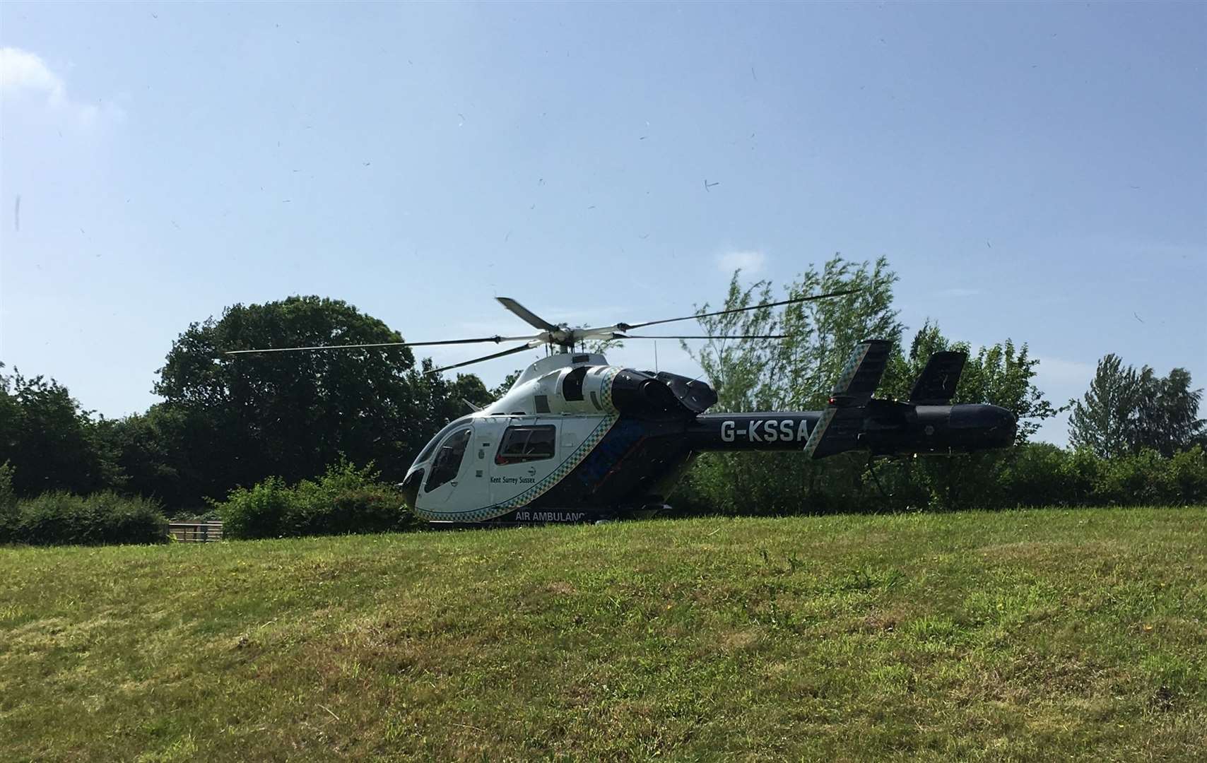 The air ambulance landed in a resident's garden