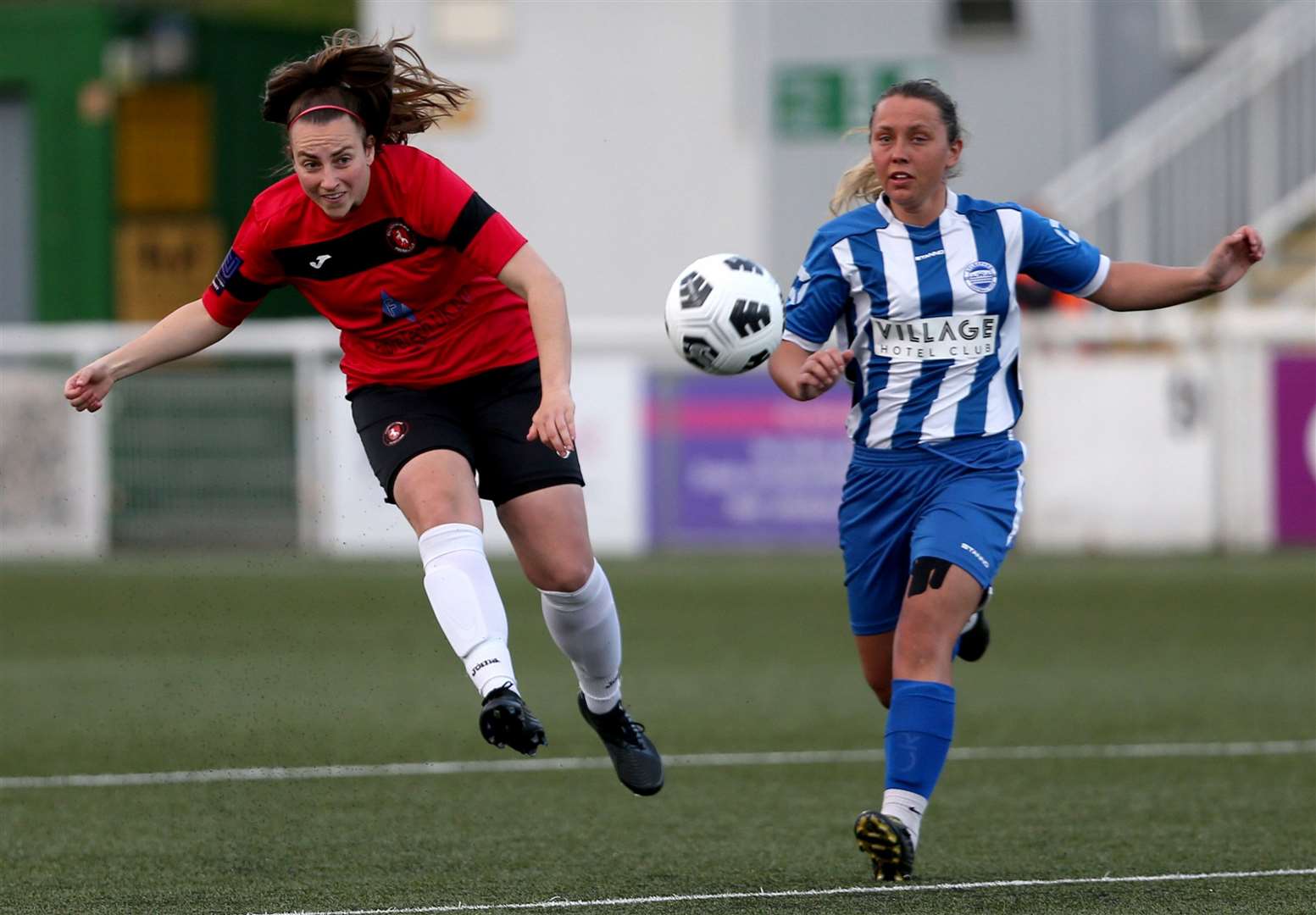 Action from the Kent Women’s Cup Final between Gillingham Women (red) and Aylesford Ladies. Picture: PSP Images