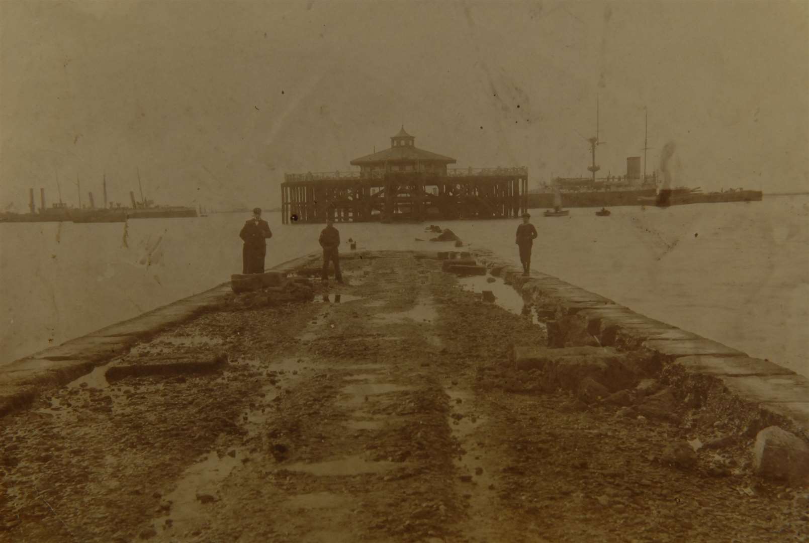An 1897 picture of the remains of Sheerness pier after it was washed away in a storm. Picture: Mike Smith